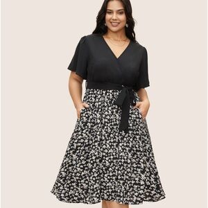 NWT Bloomchic black and white flowered dress 2X